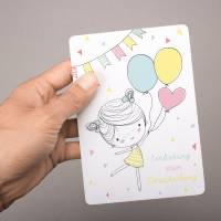 5 Einladungskarten zur Einschulung Mädchen mit Luftballons mit GLITZER inkl. 5 transparenten Briefumschlägen Einladung Bild 7