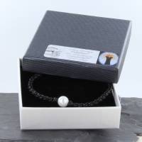 Lederarmband 21 cm mit Perle schwarz geflochten Drehmagnetverschluss Bild 10