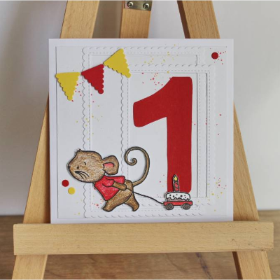 Geburtstagskarte Kindergeburtstag "Geburtstagsmaus" aus der Manufaktur Karla