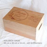 Erinnerungsbox Greenery Hochzeit Familie Freunde Goldrahmen aus Holz Bild 1