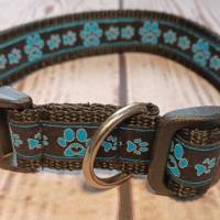 Hundehalsband Halsband "Pfoten-Liebe", blau, 23cm-34cm, 2,5cm breit Bild 3