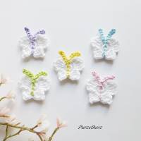 1 gehäkelter Schmetterling nach Farbwahl - Falter,Fühler,Häkelapplikationen,Aufnäher,Tischdeko,Ostern,Frühling,weiß
