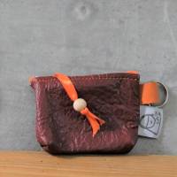 Tampontäschchen oder Geldbeutel m.Schlüsselring, aus echtem Leder, rotbraun mit orange Bild 3