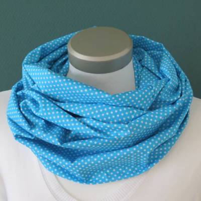 Loop Schal Damen Baumwolle Punkte türkisblau weiß Schlauchschal Baumwollschal