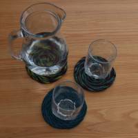 3 Stoff-Untersetzer für Gläser und Becher, genäht in  rope bowl Technik, waschbar,  upcycling Bild 3