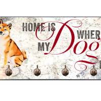 Hundegarderobe HOME IS WHERE MY DOG IS mit Shiba Inu Bild 1