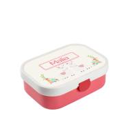 Brotdose Mepal mit Namen, Lunchbox & Trinkflasche für Mädchen mit Obsteinsatz und Gabel, Motiv Lama Bild 1