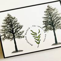 Beileidskarte, Trauerkarte mit Grusstext und Bäumen Bild 1