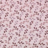 Jersey-Stoff bedruckt Trikot Zweige Blätter rosa Bild 1