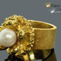 Goldschmiede Perlenring "Princess pearl" in 925er Sterling Silber mit einer 22-karätigen Goldplattierung Bild 2
