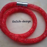 Tolle Netzschlauchkette * rot, gefüllt mit Acryl Chatons Bild 1