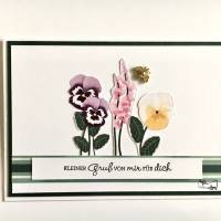 Stilvolle Florale Grußkarte zu Muttertag oder einfach so , mit Stiefmütterchen Stampin up! Bild 1
