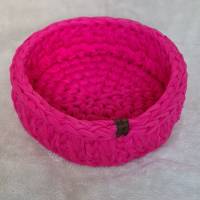 Häkelkorb, Utensilo aus Textilgarn (pink) gehäkelt Bild 1
