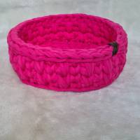 Utensilo/Korb aus Textilgarn (pink) gehäkelt Bild 2