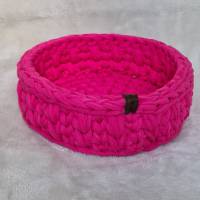 Häkelkorb, Utensilo aus Textilgarn (pink) gehäkelt Bild 3