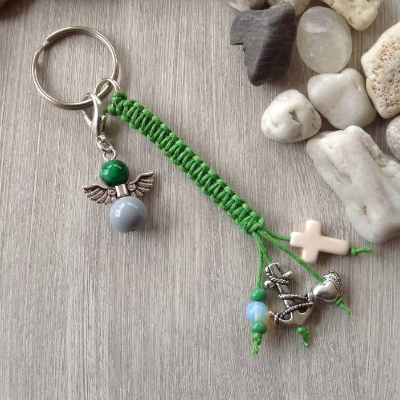 Schlüsselanhänger 'Glaube, Liebe, Hoffnung' mit Engelcharm