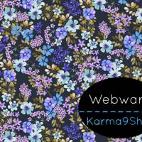 0,5m Webware Floral #1 dunkelblau Bild 1