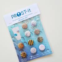 PROST-it Glasmarkierer/Button mit Saugnapf, personalisierbar für Gläser oder Flaschen Set "Muster III" Bild 1
