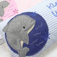Kissen mit Namen,Delfin Delphin Wal Fisch Namenskissen Taufkissen Kuschelkissen Kindergartenkissen Geburtsgeschenk Bild 3