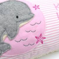 Kissen mit Namen,Delfin Delphin Wal Fisch Namenskissen Taufkissen Kuschelkissen Kindergartenkissen Geburtsgeschenk Bild 6