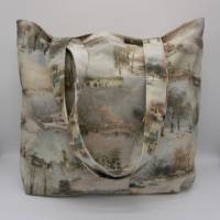 Einkaufstasche aus Baumwollcanvas mit winterlichem Motiv in Handarbeit genäht Bild 2