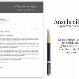 Bewerbungsvorlage deutsch | Vorlage Lebenslauf, Anschreiben, Deckblatt, gold grau | Word + Pages Bild 5