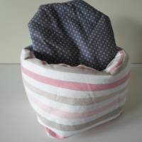 Eierkörbchen/ Eierwärmer *striscio rosa* Baumwolle mit Deckel nach Wahl Bild 1