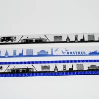 2 m oder mehr Rostock Skyline Webband in schwarz-weiß oder blau-weiß - Lieferung in einem Stück! Bild 2