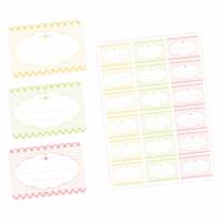 72 Blanko Etiketten Vichy Karo - pastell gelb grün rosa - 64 x 45 mm - Universaletiketten Haushaltsetiketten Bild 1