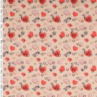 Baumwolle Popeline Minnie Mouse Herzen Apricot Oeko-Tex Standard 100 (1m/12,-€ ) Bild 1