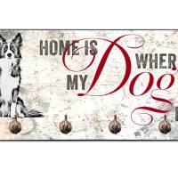 Hundegarderobe HOME IS WHERE MY DOG IS mit Border Collie Bild 1