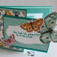 Stilvoll geformte Glückwunschkarte zum Geburtstag Stampin up! Mit Schmetterlingen handgefertigtes Unikat Bild 1