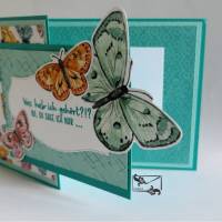 Stilvoll geformte Glückwunschkarte zum Geburtstag Stampin up! Mit Schmetterlingen handgefertigtes Unikat Bild 2