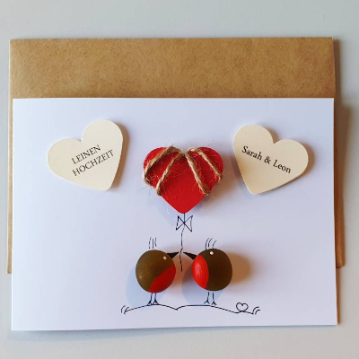 Geschenkkarte zum 35.Hochzeitstag, Hochzeitskarte Leinenhochzeit, Meerglas, Klappkarte, Wunschnamen