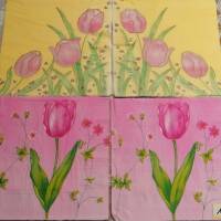 11 Servietten / Motivservietten  Blumenmotive  / 6 x rosa / 5 x gelb / Tulpen / Frühling / Ostern / RR 10 Bild 1