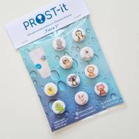 PROST-it Glasmarkierer/Button mit Saugnapf, personalisierbar für Gläser oder Flaschen Set "Tiere I" Bild 1