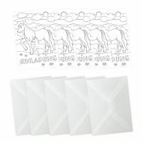 5 Einladungskarten zum ausmalen Pferde Pony inkl. 5 transparenten Briefumschlägen Bild 2