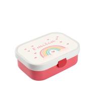 Brotdose Mepal mit Namen, Lunchbox & Trinkflasche für Mädchen mit Obsteinsatz und Gabel, Motiv Regenbogen Bild 1