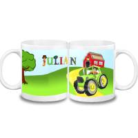 Tasse Traktor mit Name aus Keramik / Personalisierbar / Bulldog / Bauernhof Bild 1