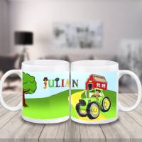 Tasse Traktor mit Name aus Keramik / Personalisierbar / Bulldog / Bauernhof Bild 3