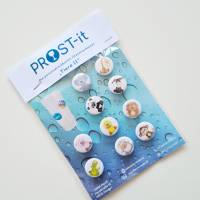 PROST-it Glasmarkierer/Button mit Saugnapf, personalisierbar für Gläser oder Flaschen Set "Tiere II" Bild 1