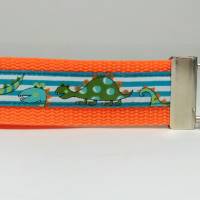 Schlüsselband Kinder-Schlüsselanhänger Dinosaurier-Geschenk Schultüte-Anhänger türkis orange Krokodil Bild 1