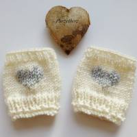 Baby - 1 Paar handgestrickte Pulswärmer/Armstulpen mit Herz nach Wahl- Neugeborene,Handstulpen,Geschenk,Taufe,Geburt Bild 3