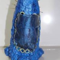Ostergeschenk BLUE BUNNY handgefertigte Künstler-Figur Osterdeko Geldgeschenk Osterhase handgefertigtes Unikar Upcycling Bild 7