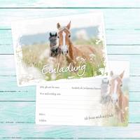5 Einladungskarten Pferde weißer Rahmen inkl. 5 transparenten Briefumschlägen Bild 4
