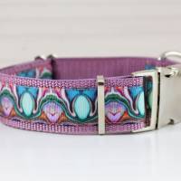 Hundehalsband oder Hundegeschirr mit Farbverlauf, Marmor Design in altrosa und mint Bild 1
