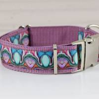 Hundehalsband oder Hundegeschirr mit Farbverlauf, Marmor Design in altrosa und mint Bild 2