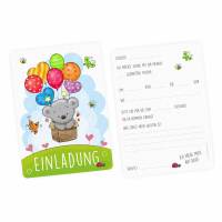 5 Einladungskarten Teddy Luftballons inkl. 5 transparenten Briefumschlägen Bild 1