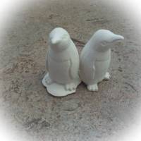 Pinguine - 9er Set Gipsfiguren Pinguine, Katzen und Hase, Viel Glück Kleeblatt, Herz I Love you, Namensschild Herz Bild 2