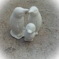 Pinguine - 9er Set Gipsfiguren Pinguine, Katzen und Hase, Viel Glück Kleeblatt, Herz I Love you, Namensschild Herz Bild 5